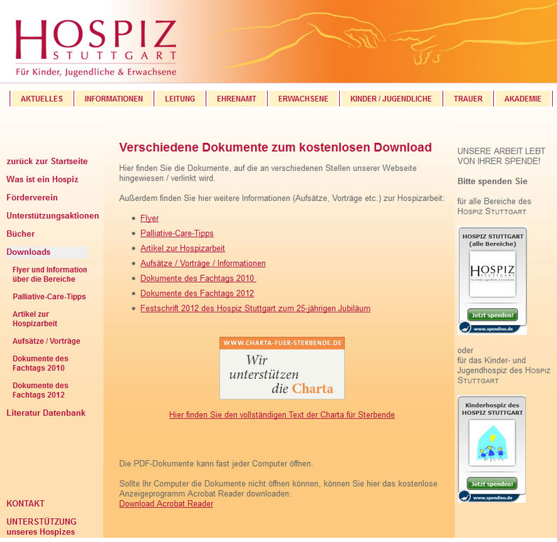 Hospitz Stuttgart sammelt online Spenden mit dem GRÜN spendino Widget.