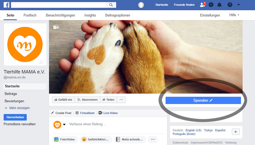 Facebook: Spenden-Button