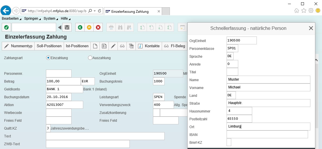Zahlung GRÜN MFplus - SAP Software